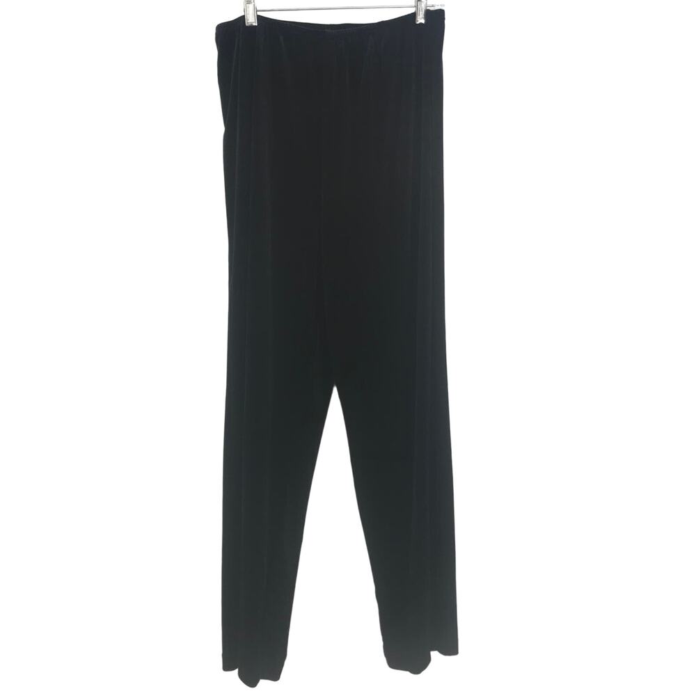 Black Velvet Pants High Rise Elastic Waist sz 14 Travel Spandex Track Suit Pants